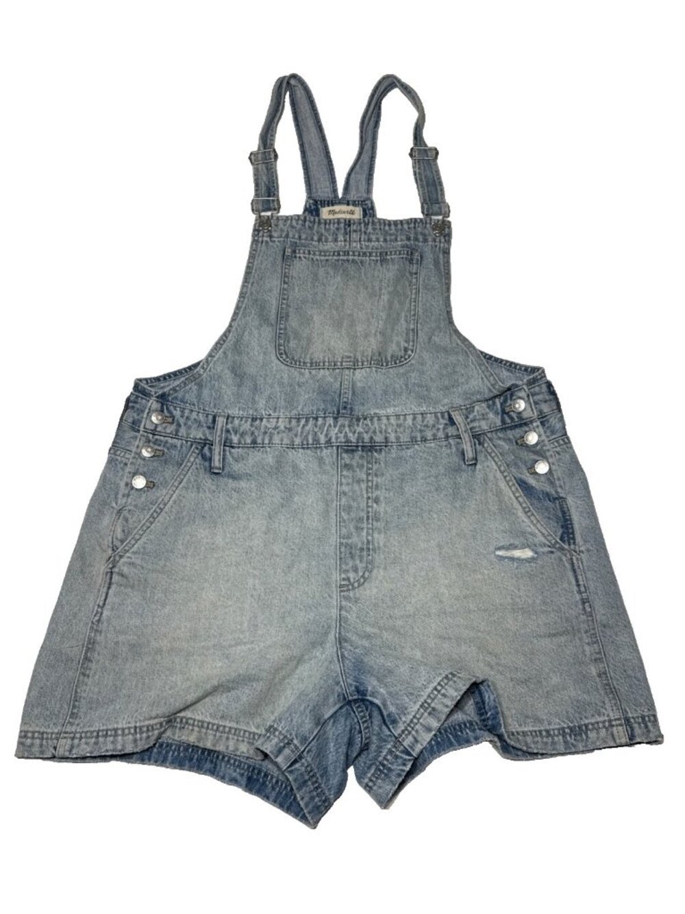 MADEWELL Blue Light Wash Adirondack Short Overalls Women's Size 2XL